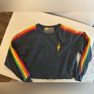 Aviator Nation Cropped Bolt Crew Sweatshirt